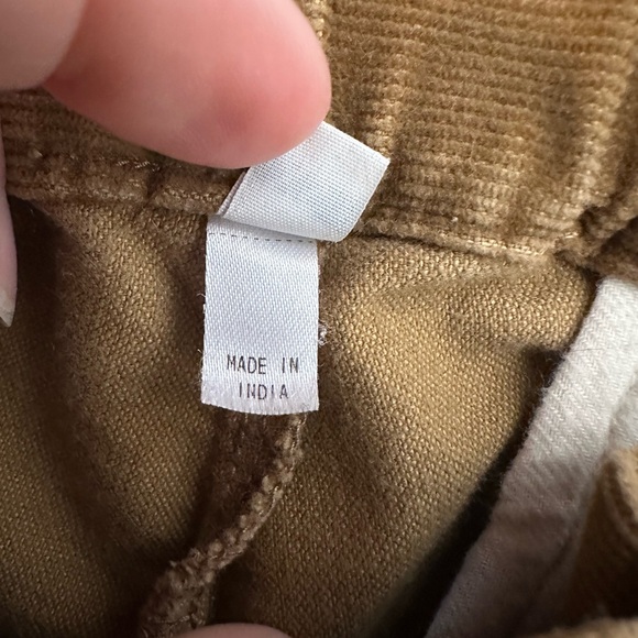 MUJI Corduroy Wide Leg Pants High Rise Pleated Brown XS Elastic Waist - Picture 9 of 9